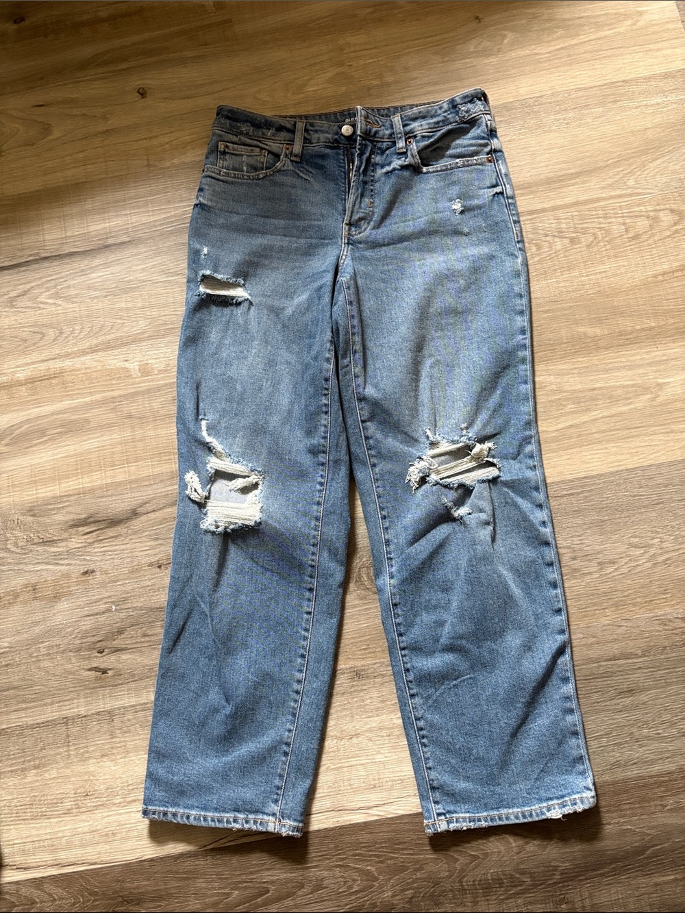 Old Navy Light Blue Boyfriend Ripped Jeans